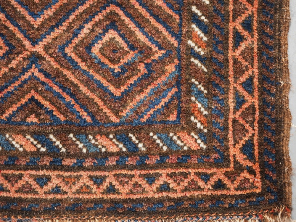 OLD AFGHAN BALUCH BALISHT BAG FACE, SMALL MAT, CIRCA 1920. View VIII