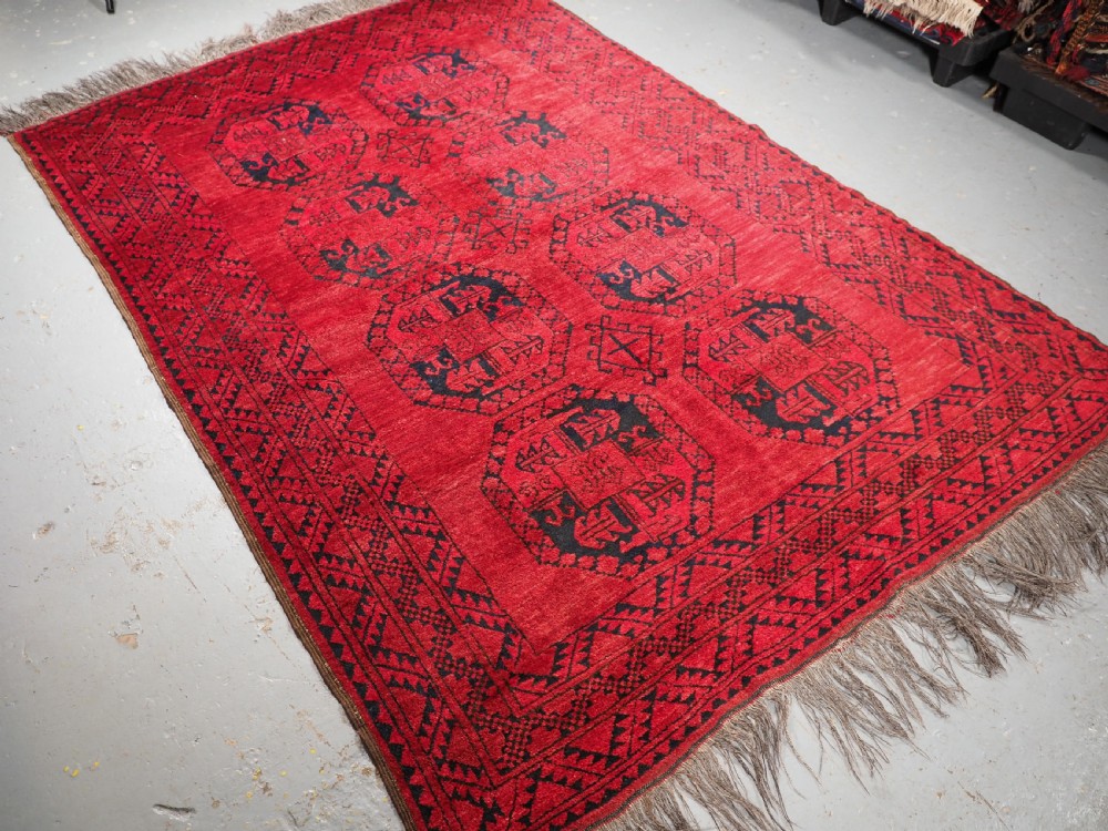 OLD AFGHAN VILLAGE RUG WITH ERSARI TURKMEN GUL DESIGN, CIRCA 1920. View II