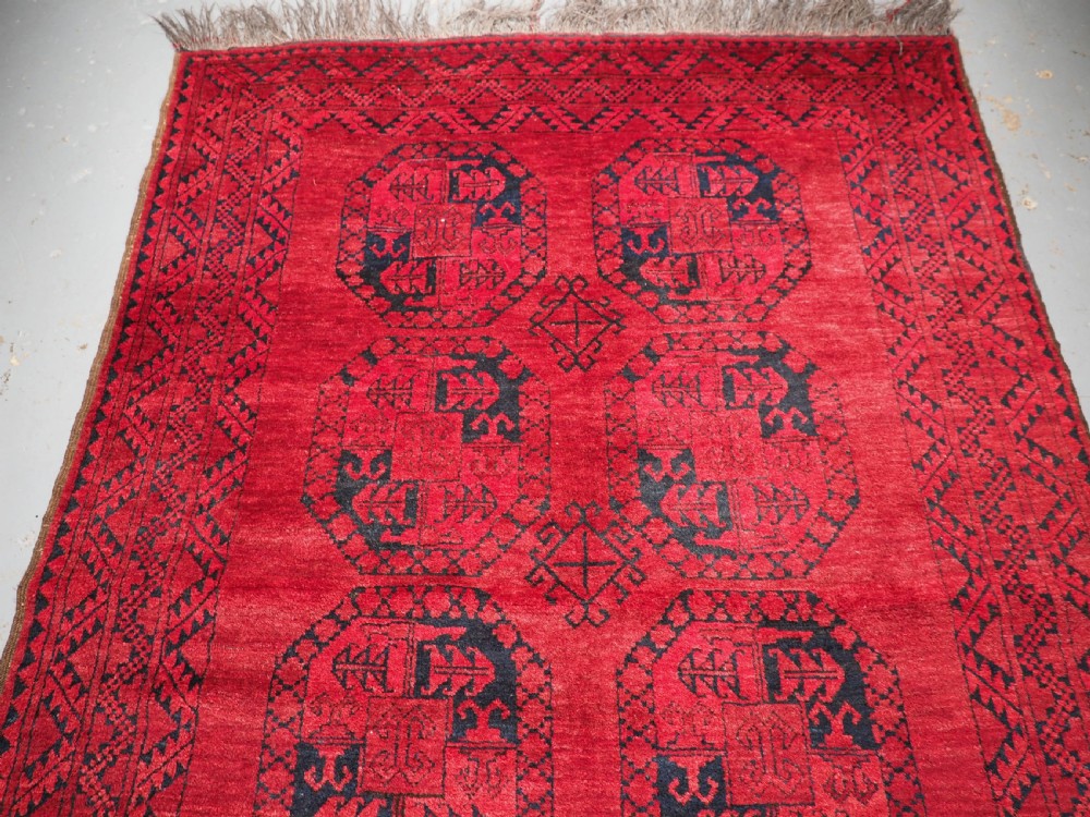 OLD AFGHAN VILLAGE RUG WITH ERSARI TURKMEN GUL DESIGN, CIRCA 1920. View III