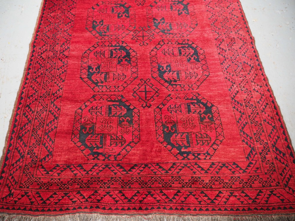 OLD AFGHAN VILLAGE RUG WITH ERSARI TURKMEN GUL DESIGN, CIRCA 1920. View V
