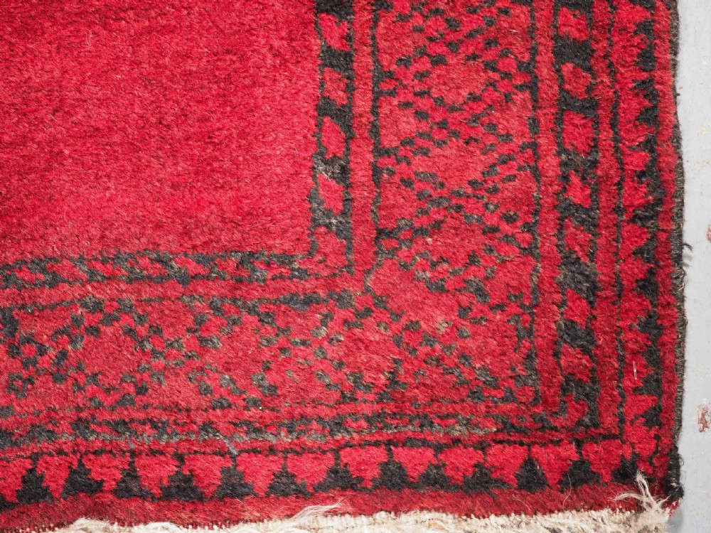 OLD AFGHAN CHILDS PRAYER RUG OF SIMPLE RAMS HORN DESIGN, CIRCA 1920. View V