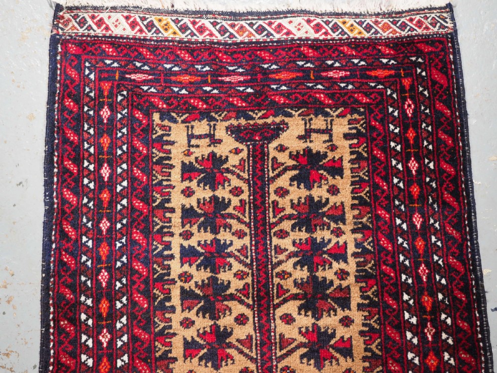 OLD BALUCH BALISHT FACE OR SMALL MAT, TREE OF LIFE, CIRCA 1920. View II