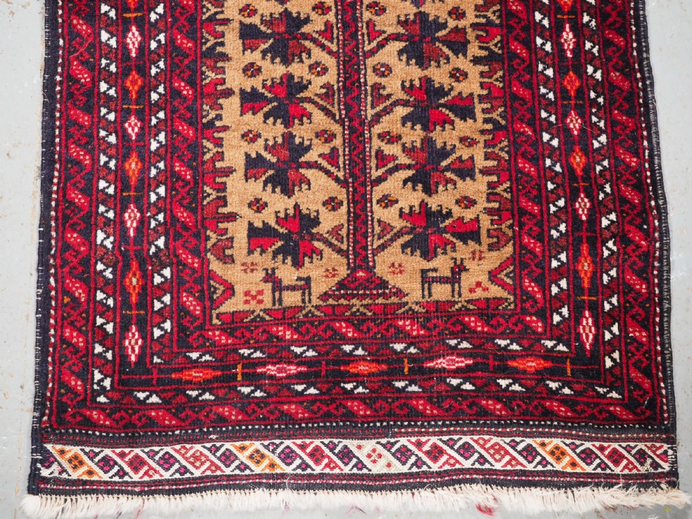 OLD BALUCH BALISHT FACE OR SMALL MAT, TREE OF LIFE, CIRCA 1920. View IV