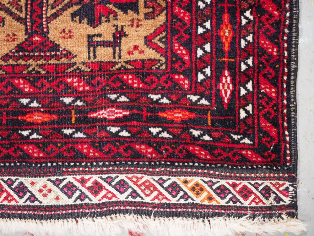 OLD BALUCH BALISHT FACE OR SMALL MAT, TREE OF LIFE, CIRCA 1920. View VII