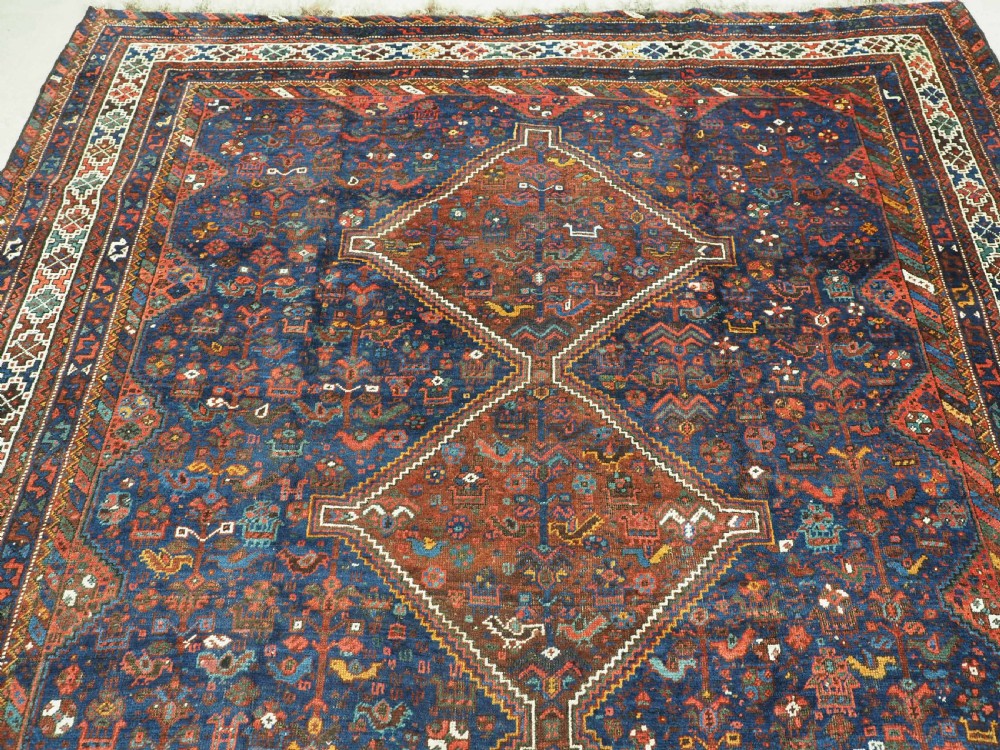 ANTIQUE TRIBAL KHAMSEH BIRD CARPET, EXCELLENT EXAMPLE, CIRCA 1900. View III