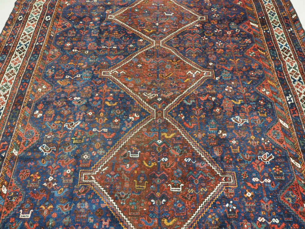 ANTIQUE TRIBAL KHAMSEH BIRD CARPET, EXCELLENT EXAMPLE, CIRCA 1900. View IV