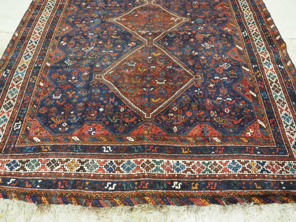 ANTIQUE TRIBAL KHAMSEH BIRD CARPET, EXCELLENT EXAMPLE, CIRCA 1900. View V