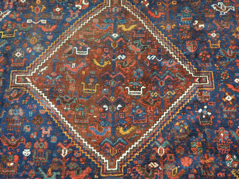 ANTIQUE TRIBAL KHAMSEH BIRD CARPET, EXCELLENT EXAMPLE, CIRCA 1900. View X