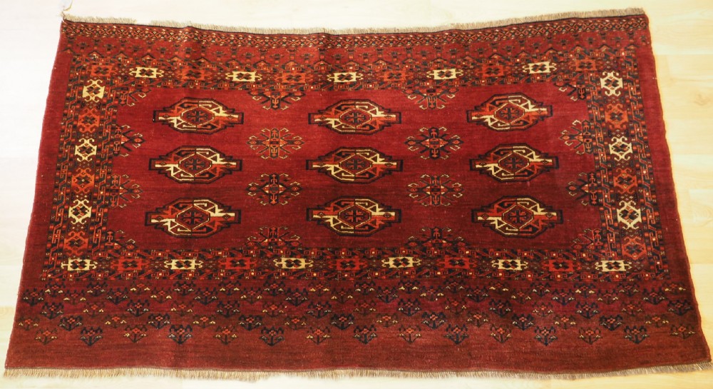 ANTIQUE ERSARI TURKMEN 9 GUL CHUVAL, GREAT CONDITION, CIRCA 1900.