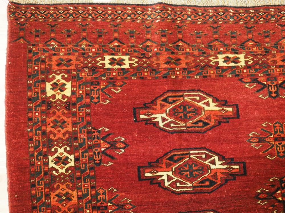ANTIQUE ERSARI TURKMEN 9 GUL CHUVAL, GREAT CONDITION, CIRCA 1900. View V