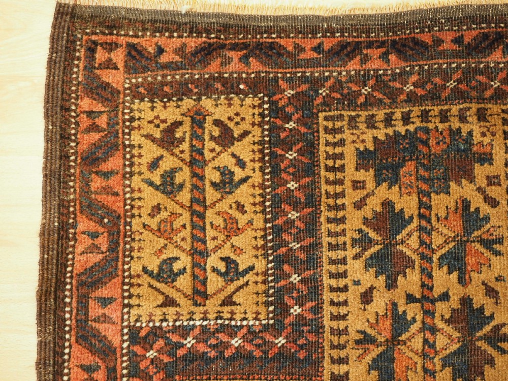 ANTIQUE BALUCH PRAYER RUG WITH TREE OF LIFE DESIGN ON A CAMEL GROUND, CIRCA 1900. View VI