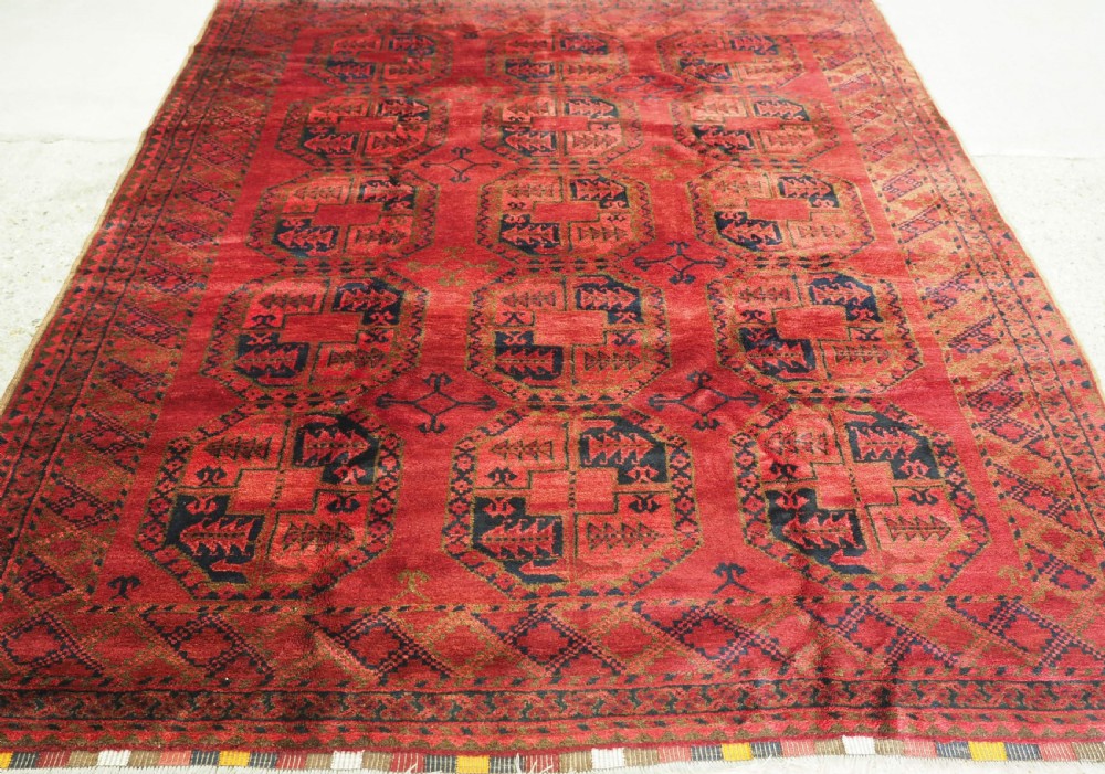 ANTIQUE AFGHAN ERSARI VILLAGE CARPET, OUTSTANDING EXAMPLE, CIRCA 1900. View II
