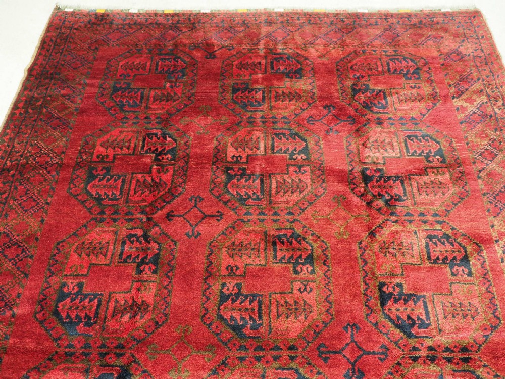 ANTIQUE AFGHAN ERSARI VILLAGE CARPET, OUTSTANDING EXAMPLE, CIRCA 1900. View III