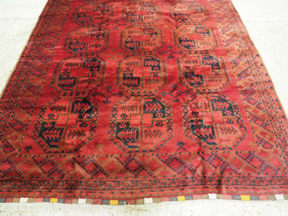 ANTIQUE AFGHAN ERSARI VILLAGE CARPET, OUTSTANDING EXAMPLE, CIRCA 1900. View IV