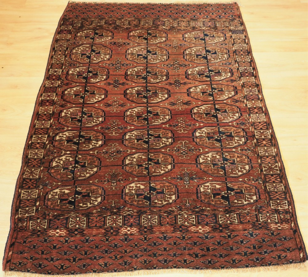 ANTIQUE TEKKE TURKMEN 'DIP KHALI' RUG, LARGE GULS, GOOD COLOUR, CIRCA 1890.