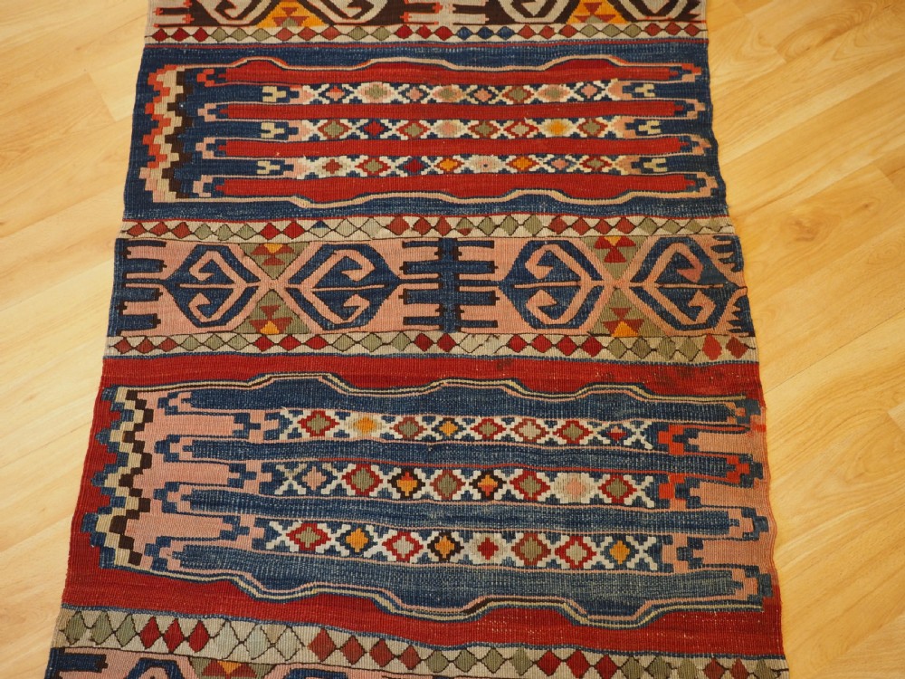 ANTIQUE TURKISH MALATYA REGION KILIM RUNNER WITH BANDED DESIGN, CIRCA 1900/20. View IV