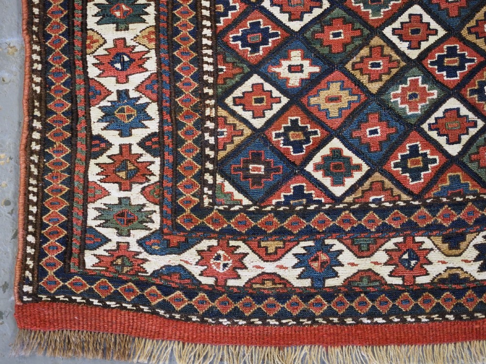 ANTIQUE SHAHSAVAN BAG FACE IN SOUMAK TECHNIQUE, CIRCA 1880. View IV
