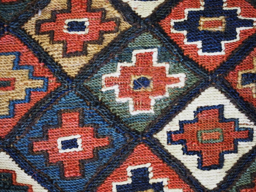 ANTIQUE SHAHSAVAN BAG FACE IN SOUMAK TECHNIQUE, CIRCA 1880. View VIII