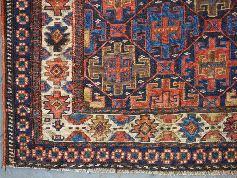 ANTIQUE SHAHSAVAN BAG FACE IN SOUMAK TECHNIQUE, CIRCA 1880. View IV