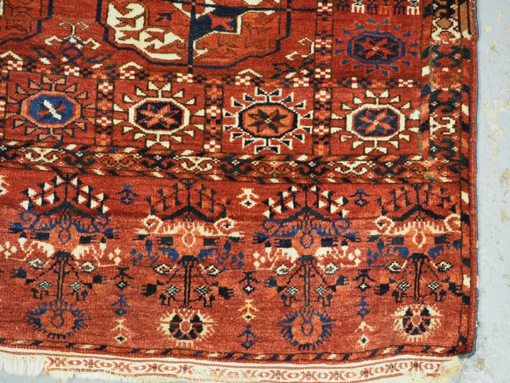 ANTIQUE TEKKE TURKMEN 'DIP KHALI' RUG, SUPERB SOFT WOOL, 2ND HALF 19TH CENTURY. View X