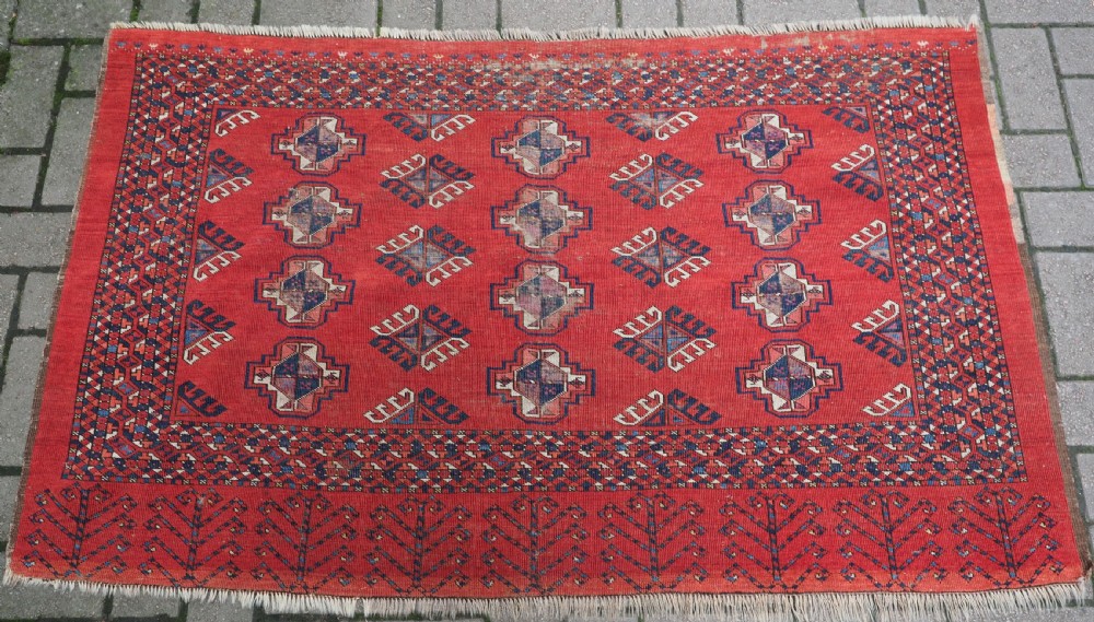ANTIQUE ERSARI TURKMEN CHUVAL OF SCARCE DESIGN, 1ST HALF 19TH CENTURY.