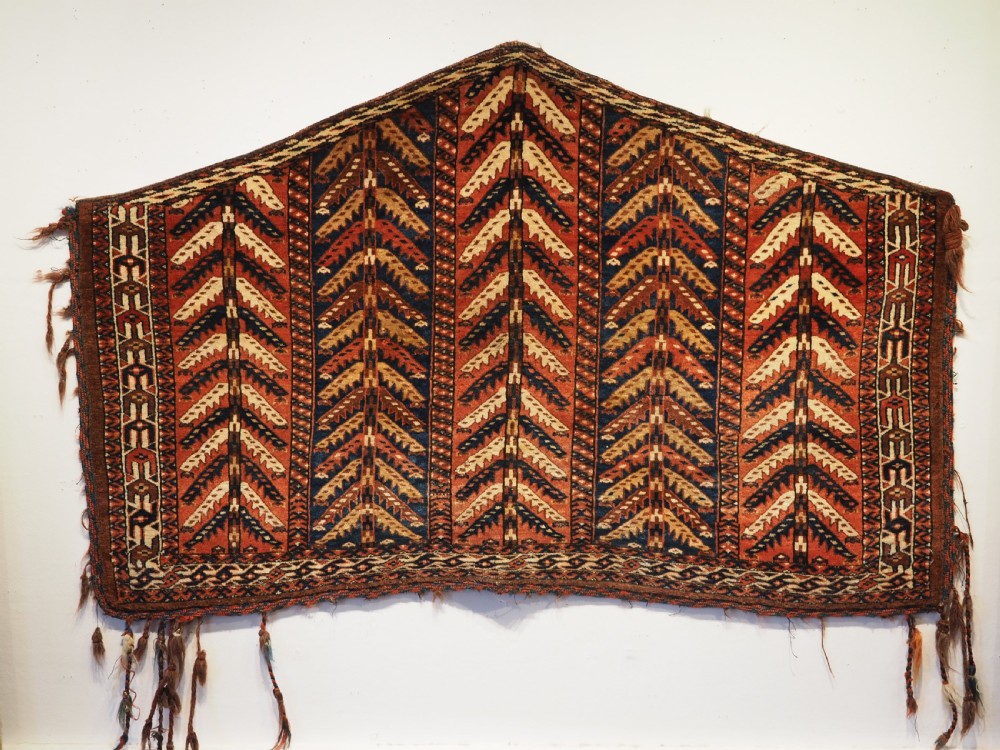 ANTIQUE YOMUT TURKMEN ASMALYK, BRIDAL CAMEL DECORATION, 2ND HALF 19TH CENTURY. View II