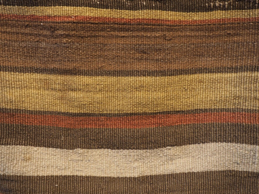 An antique flatwoven wool Shahsavan khorjin bag face featuring geometric octagonal medallions and running dog borders in terracotta red, indigo blue, cream, and sage green. View XI