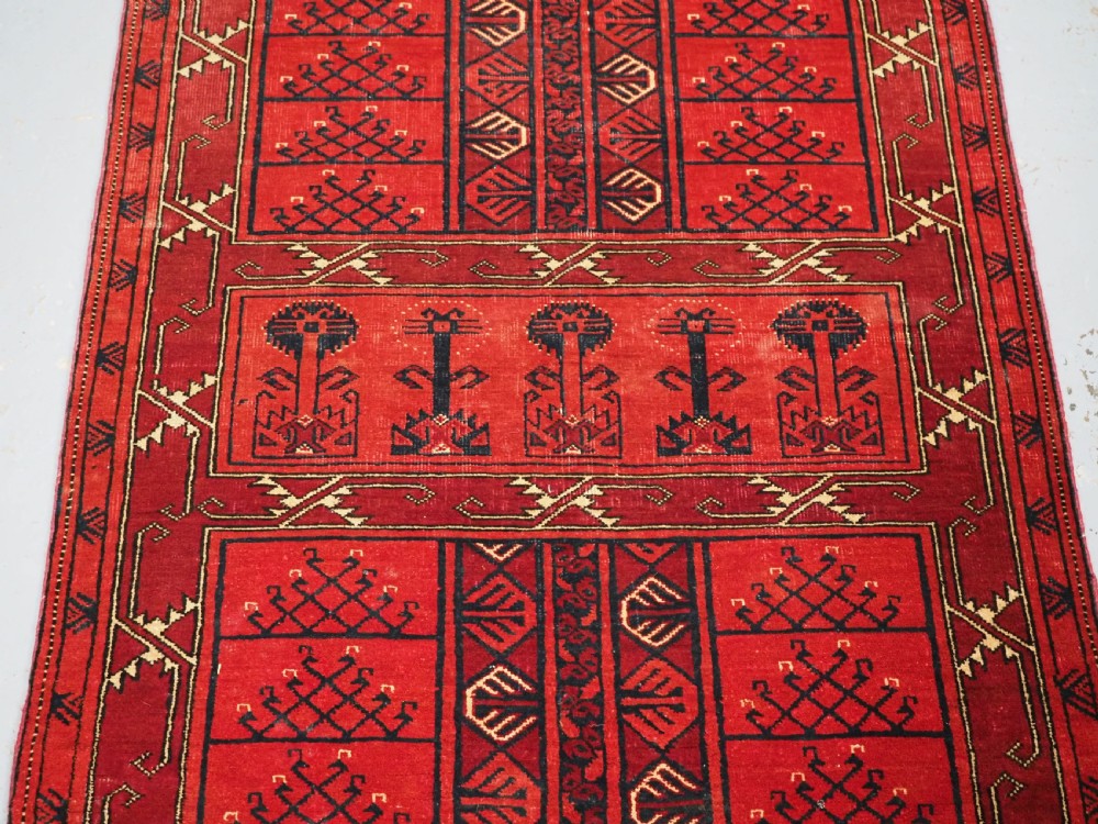 OLD AFGHAN TAGHAN PURDAH ENSI RUG, TREE DESIGN, CIRCA 1920. View IV