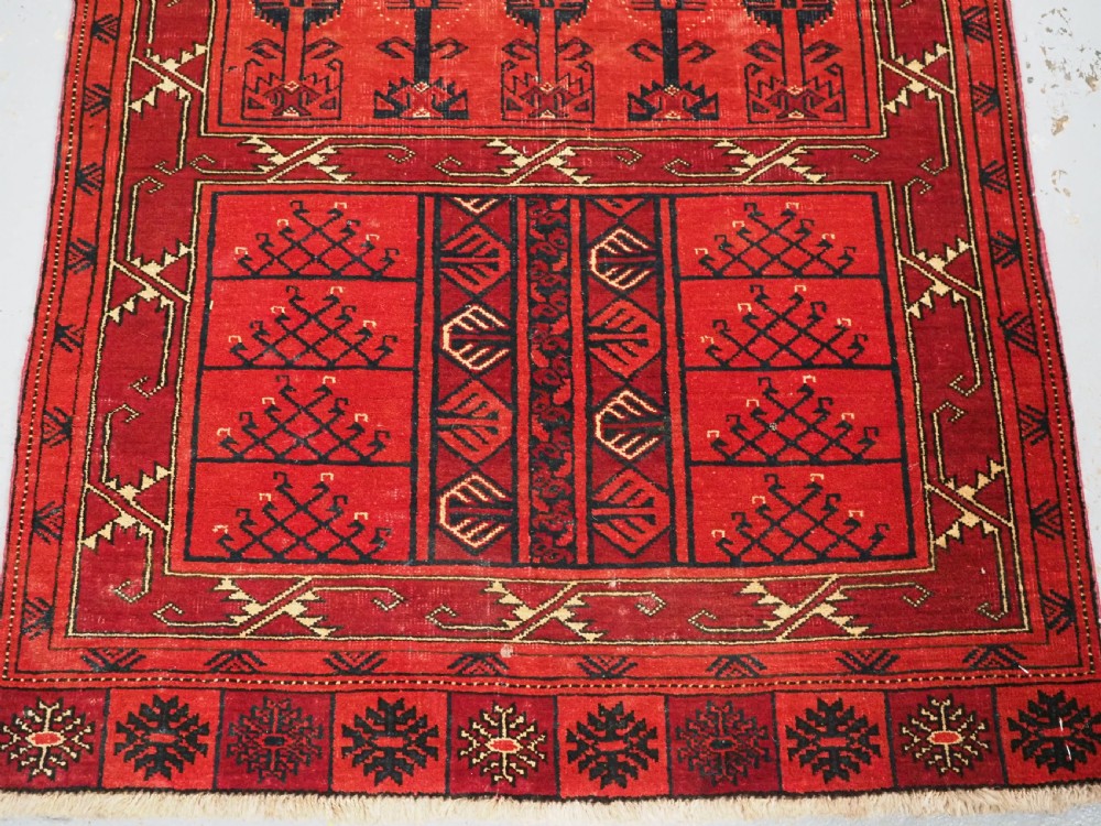 OLD AFGHAN TAGHAN PURDAH ENSI RUG, TREE DESIGN, CIRCA 1920. View V