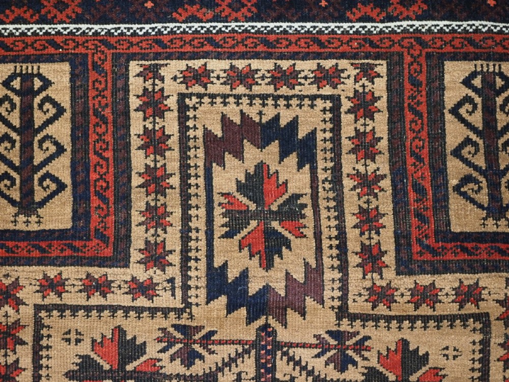 ANTIQUE BALUCH PRAYER RUG, 'SARAKHS' BALUCH, CAMEL GROUND, LATE 19TH CENTURY. View VII
