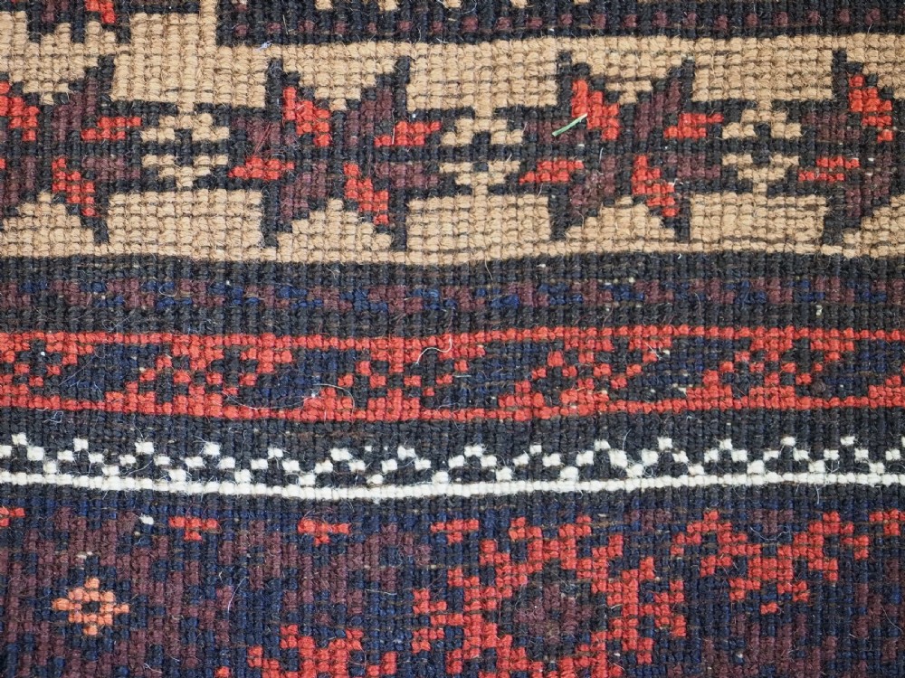 ANTIQUE BALUCH PRAYER RUG, 'SARAKHS' BALUCH, CAMEL GROUND, LATE 19TH CENTURY. View XI