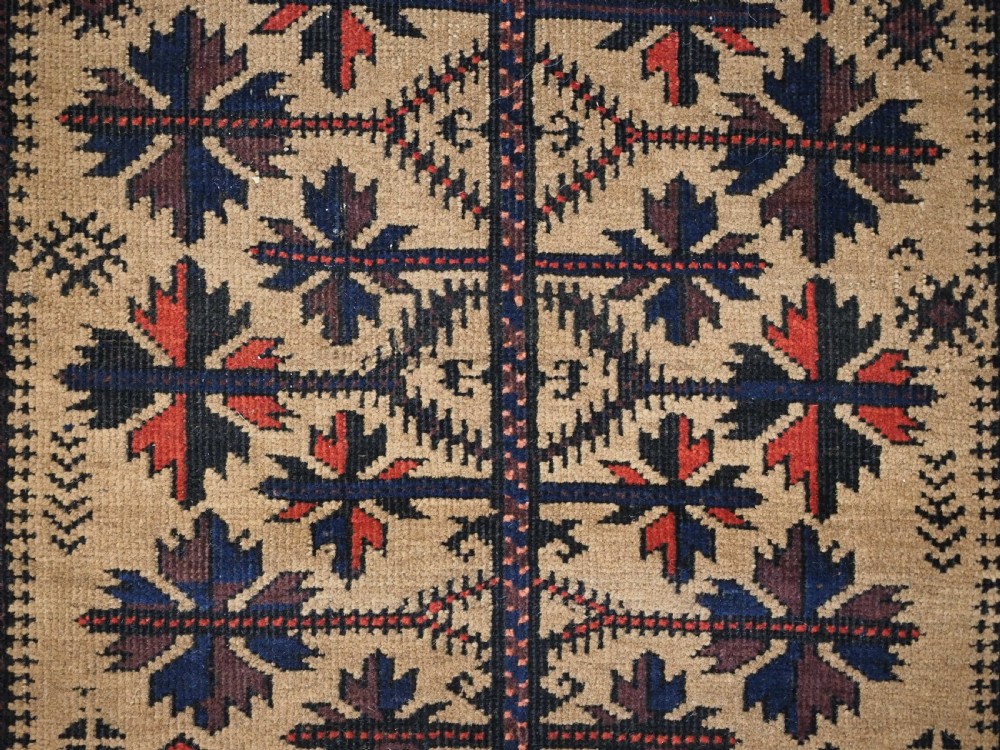 ANTIQUE BALUCH PRAYER RUG, 'SARAKHS' BALUCH, CAMEL GROUND, LATE 19TH CENTURY. View XII