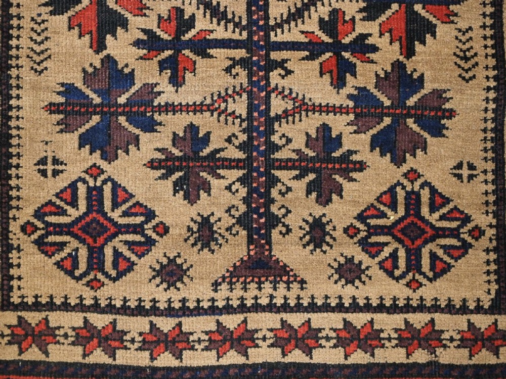 ANTIQUE BALUCH PRAYER RUG, 'SARAKHS' BALUCH, CAMEL GROUND, LATE 19TH CENTURY. View XIII