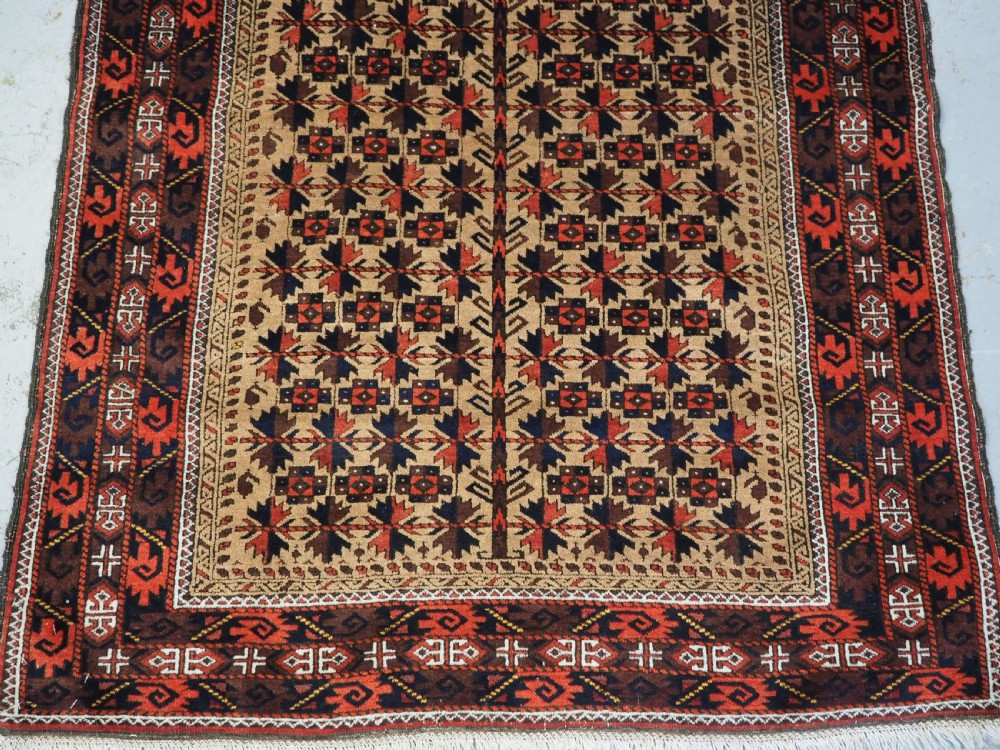 ANTIQUE BALUCH PRAYER RUG, CAMEL GROUND WITH TREE OF LIFE, CIRCA 1900. View V