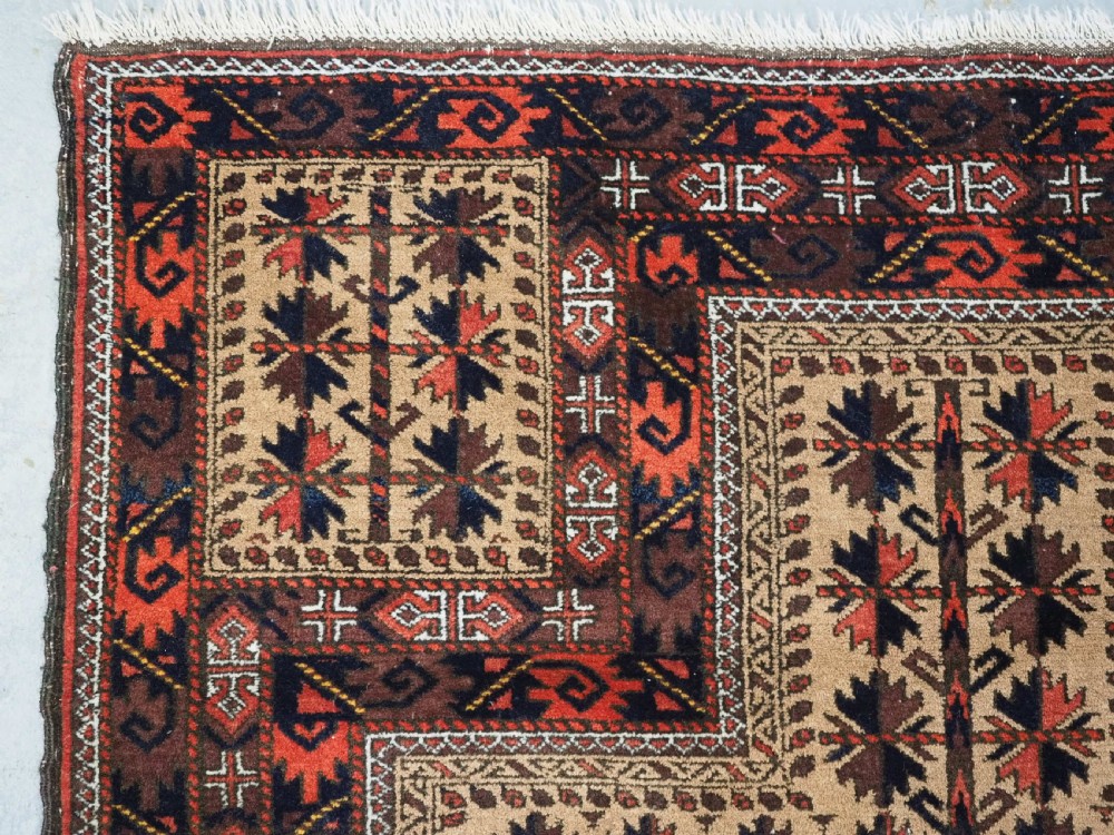 ANTIQUE BALUCH PRAYER RUG, CAMEL GROUND WITH TREE OF LIFE, CIRCA 1900. View VI