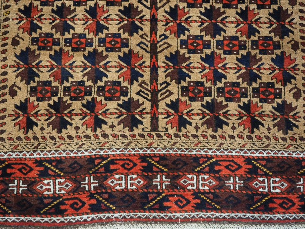 ANTIQUE BALUCH PRAYER RUG, CAMEL GROUND WITH TREE OF LIFE, CIRCA 1900. View IX