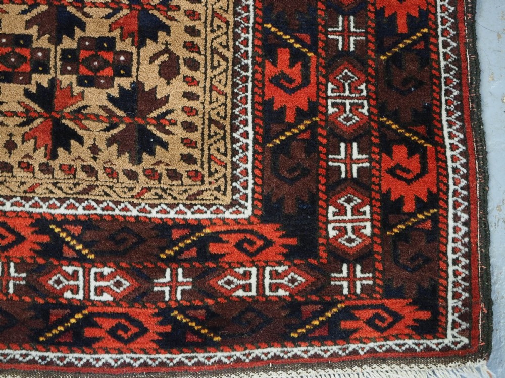 ANTIQUE BALUCH PRAYER RUG, CAMEL GROUND WITH TREE OF LIFE, CIRCA 1900. View XII