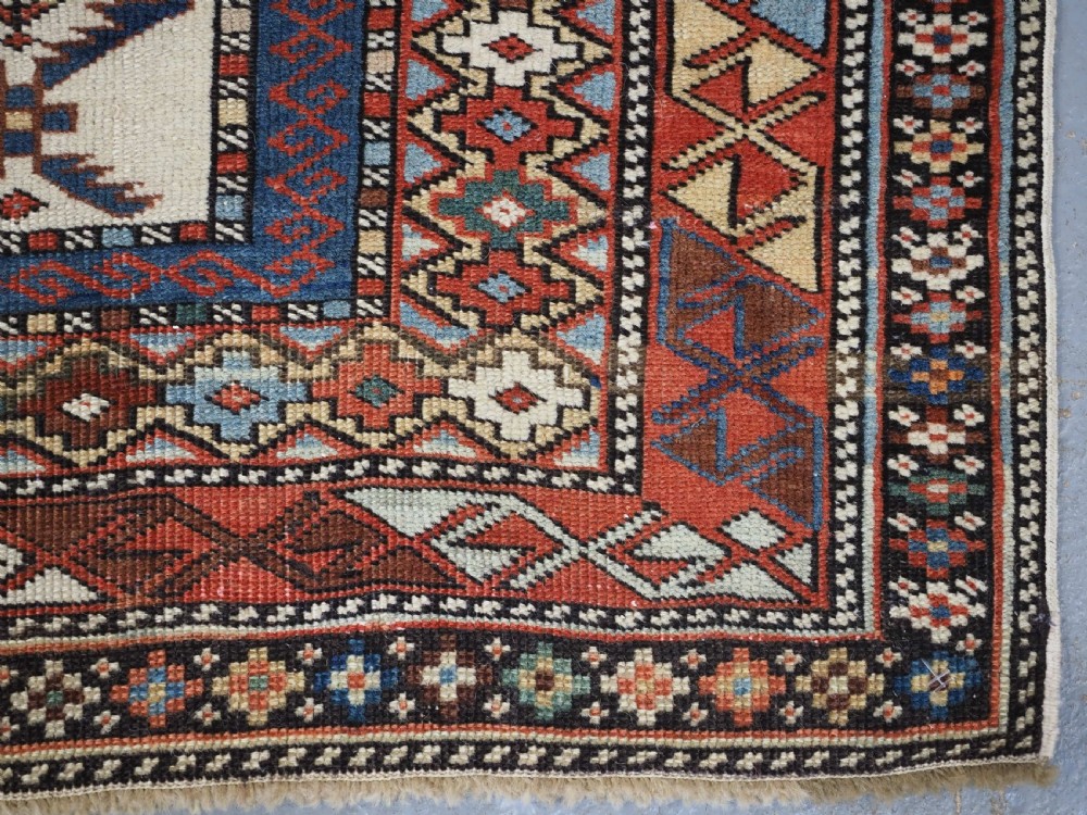 ANTIQUE CAUCASIAN DAGESTAN RUG WITH IVORY GROUND FLORAL LATTICE, SUPERB, CIRCA 1880. View XI
