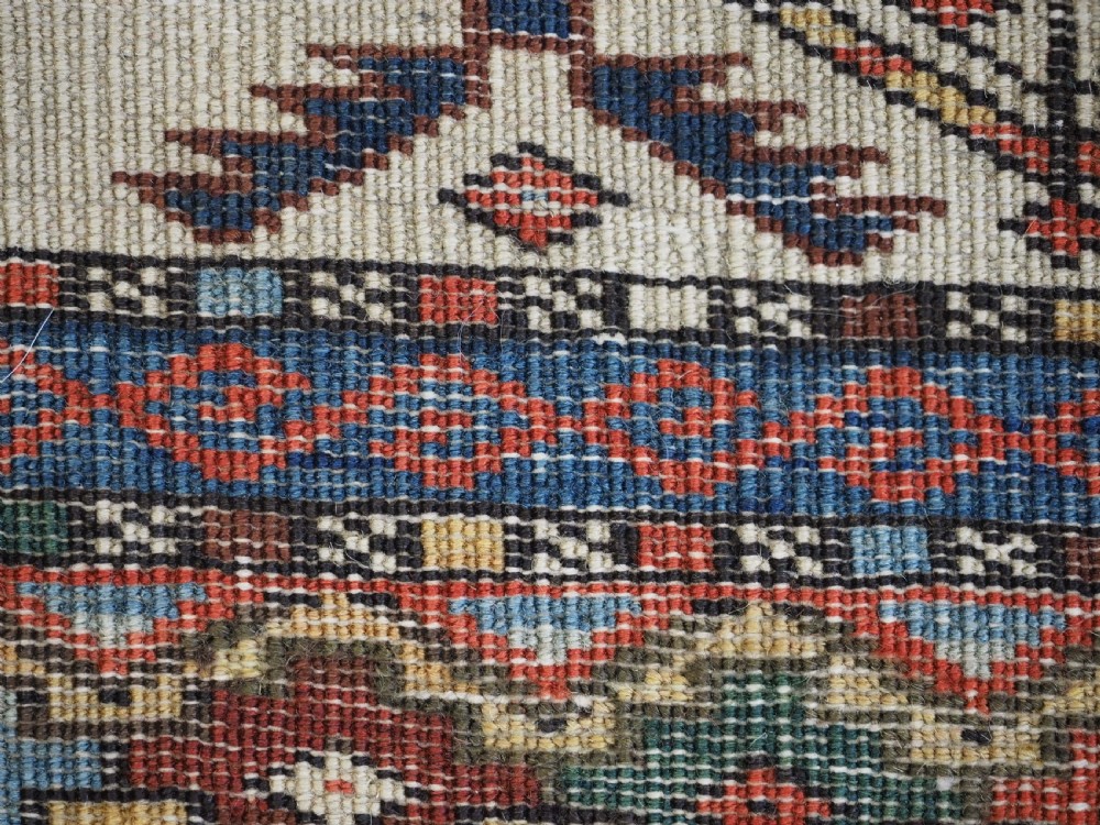 ANTIQUE CAUCASIAN DAGESTAN RUG WITH IVORY GROUND FLORAL LATTICE, SUPERB, CIRCA 1880. View XII