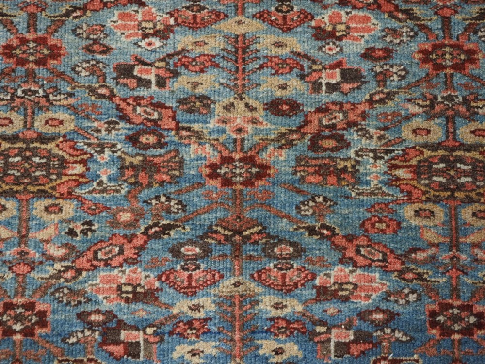 ANTIQUE ZIEGLER RUG WITH SHRUB DESIGN, POWDER BLUE GROUND, CIRCA 1890. View X