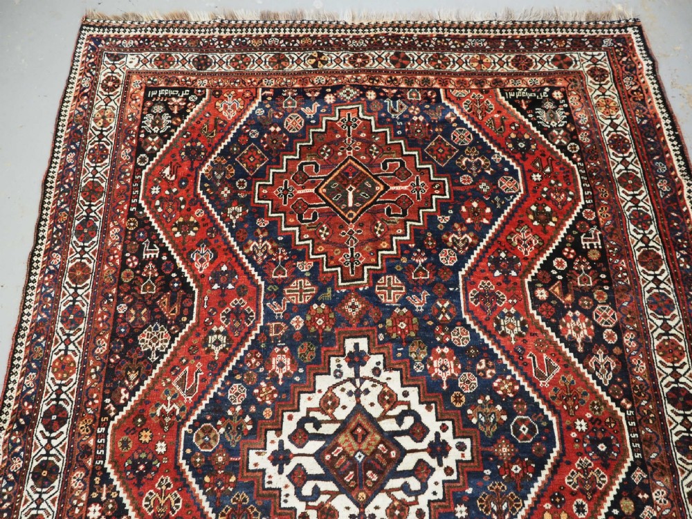 ANTIQUE TRIBAL RUG, SHIRAZ REGION, OUTSTANDING CONDITION, DATED 1921. View III