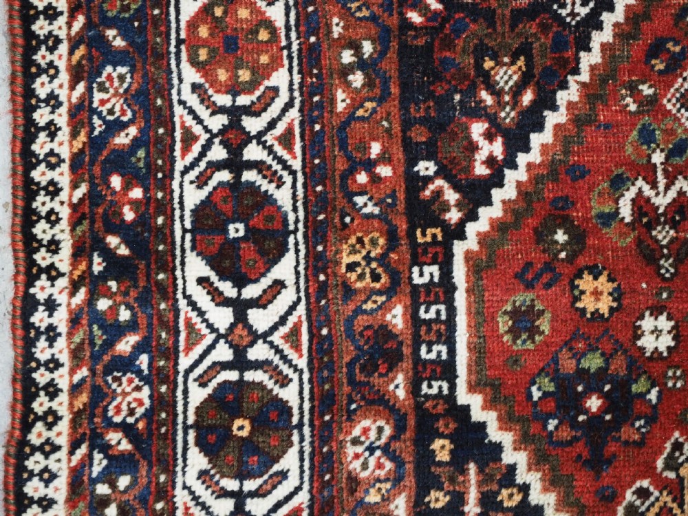 ANTIQUE TRIBAL RUG, SHIRAZ REGION, OUTSTANDING CONDITION, DATED 1921. View VII