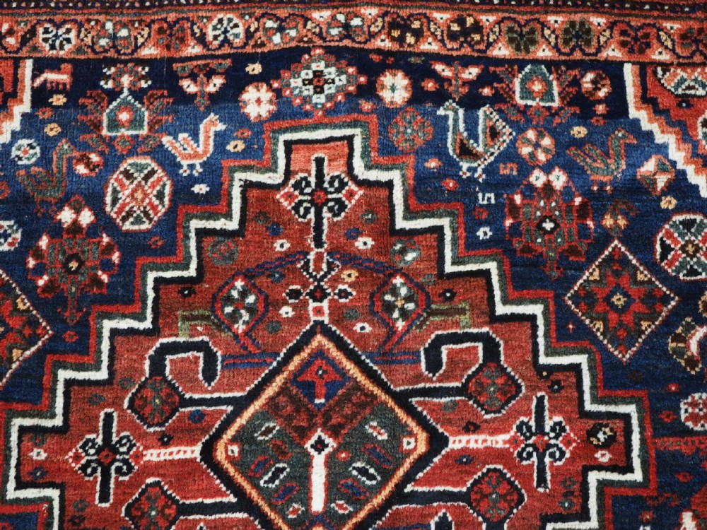 ANTIQUE TRIBAL RUG, SHIRAZ REGION, OUTSTANDING CONDITION, DATED 1921. View IX