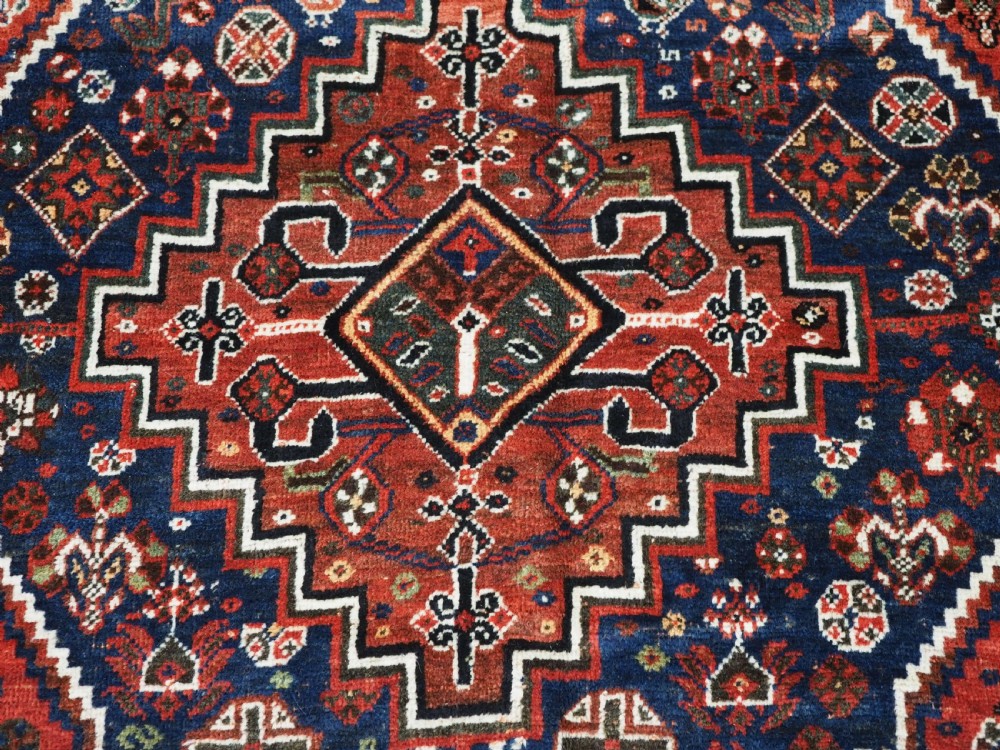 ANTIQUE TRIBAL RUG, SHIRAZ REGION, OUTSTANDING CONDITION, DATED 1921. View X