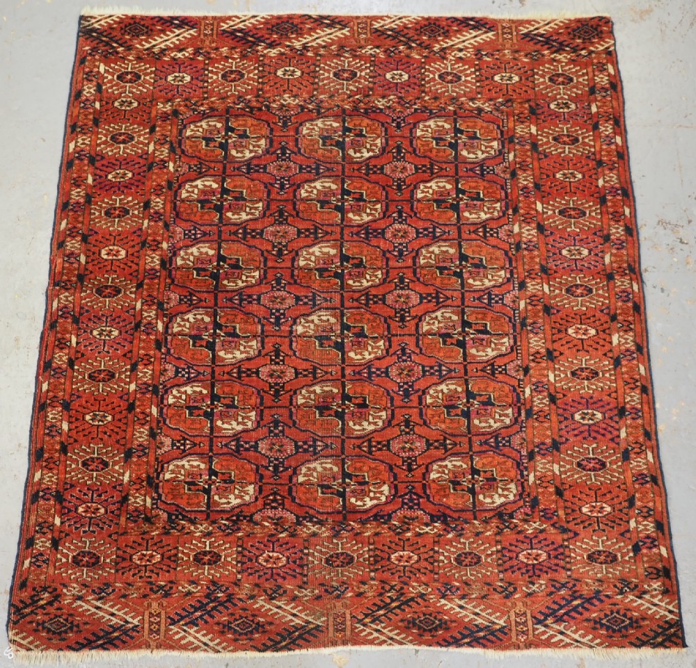 ANTIQUE TEKKE TURKMEN 'WEDDING' DOWRY RUG, SMALL SQUARE SIZE, CIRCA 1900.