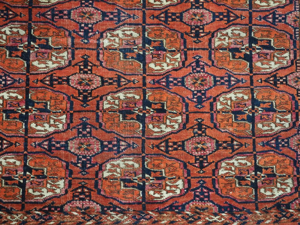 ANTIQUE TEKKE TURKMEN 'WEDDING' DOWRY RUG, SMALL SQUARE SIZE, CIRCA 1900. View VIII