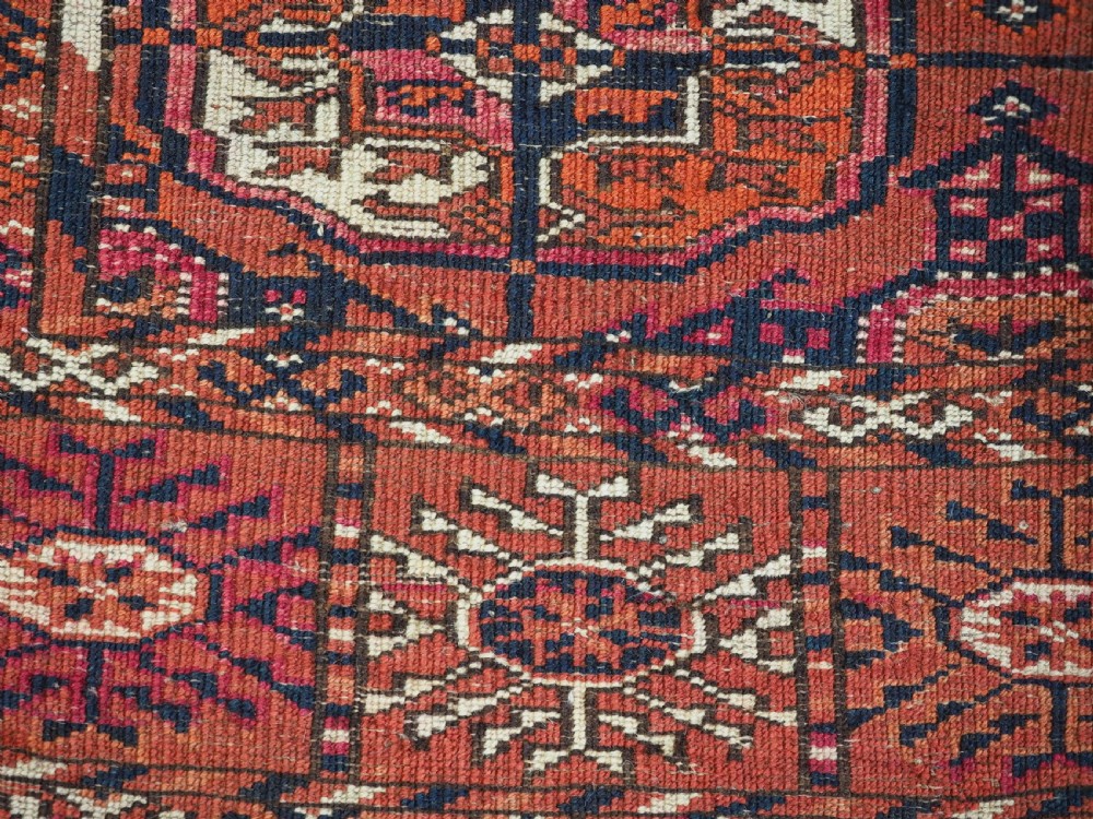 ANTIQUE TEKKE TURKMEN 'WEDDING' DOWRY RUG, SMALL SQUARE SIZE, CIRCA 1900. View X