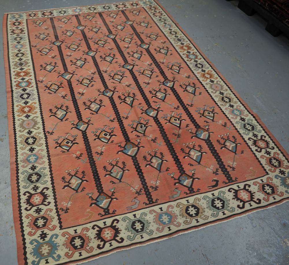 ANTIQUE SARKOY OR PIROT KILIM OF SCARCE DESIGN, SOFT COLOURS, CIRCA 1920. View II