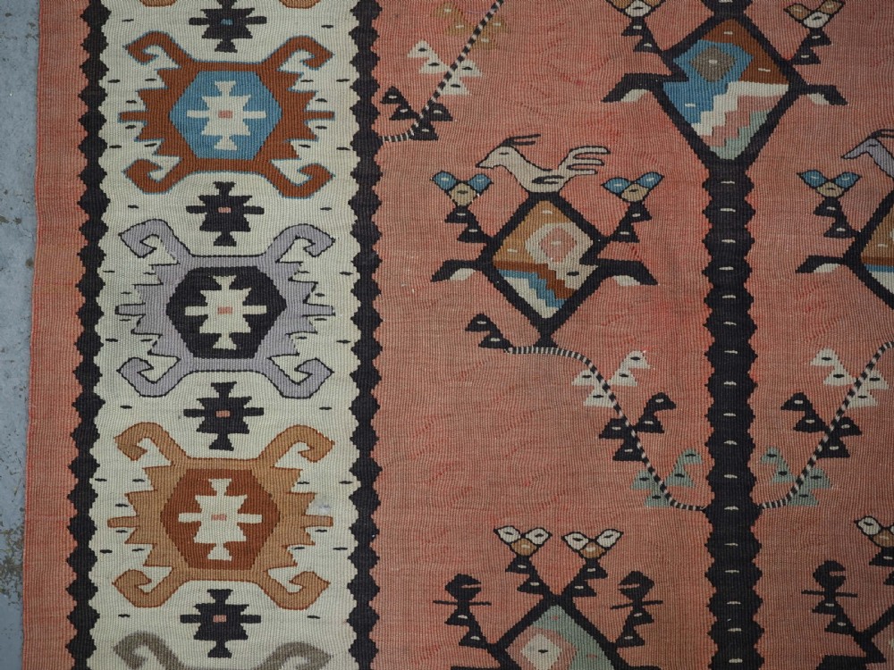 ANTIQUE SARKOY OR PIROT KILIM OF SCARCE DESIGN, SOFT COLOURS, CIRCA 1920. View VI
