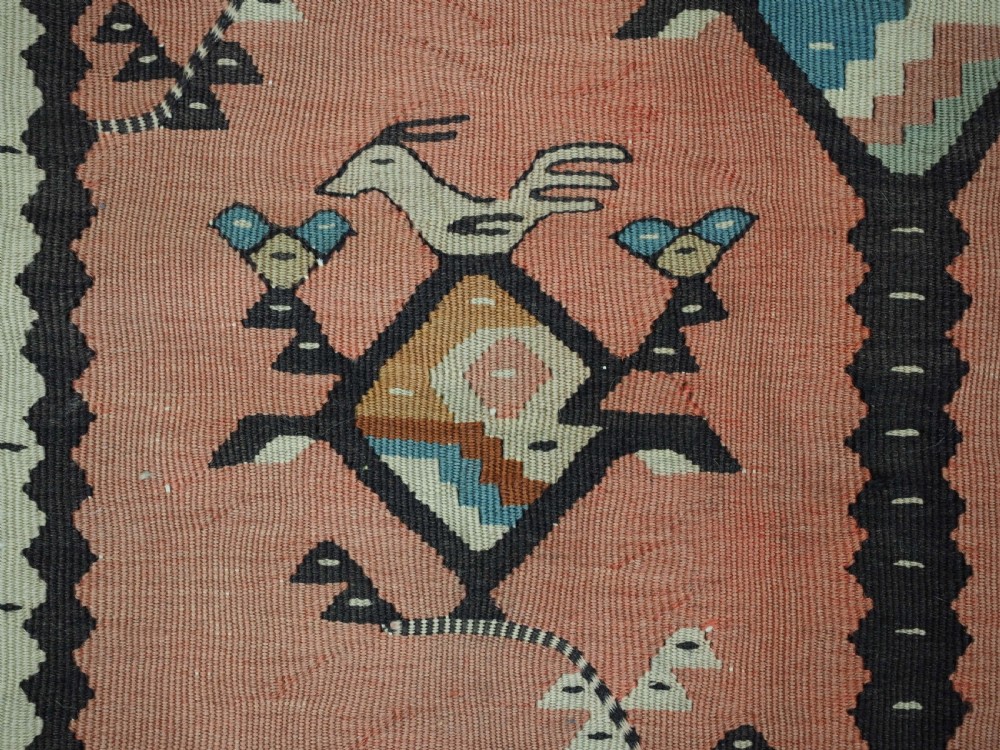 ANTIQUE SARKOY OR PIROT KILIM OF SCARCE DESIGN, SOFT COLOURS, CIRCA 1920. View VIII